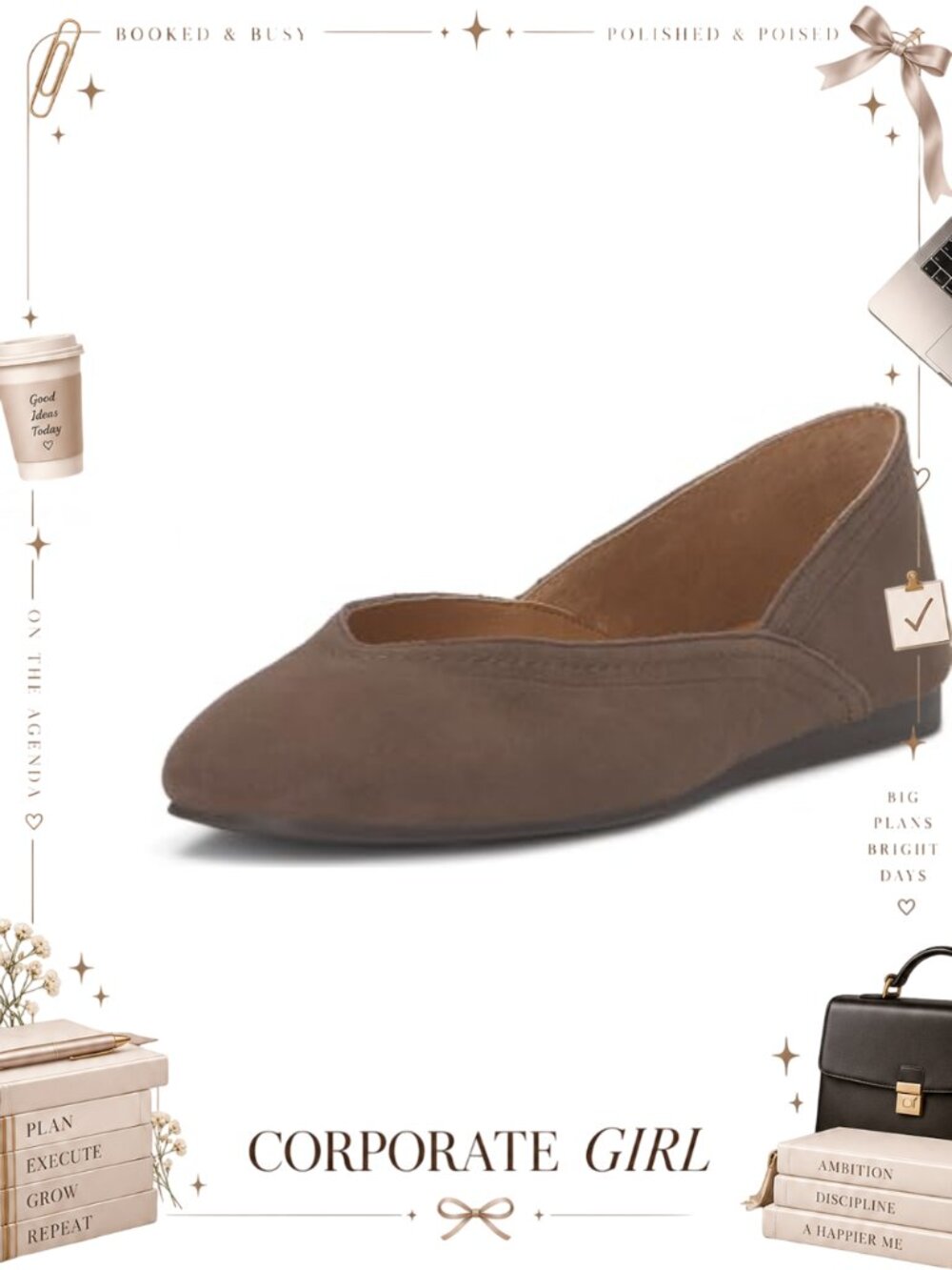 Suede Ballet Flat Cushioned Flexible Slip-On Casual Comfort